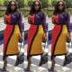 Colors Patchwork Woman Midi Bodycon Dress MDF-5029
