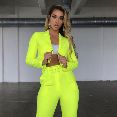 Long Sleeve Short Small Suit Mid-rise Slim Cropped Pants Casual Set S1734091