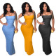 Sexy nightclub back slit openwork solid color long dress YT3037