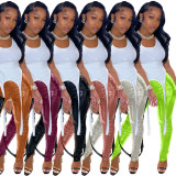 Fashion Solid Color Leather Pants Split Trousers LD9006