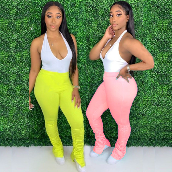 Sexy Womens color swimsuit pleated pants suit ABL4012