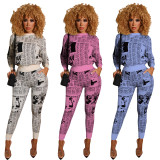 New Arrival Printing Sets Long Sleeves Hoodie Slinky Pants CM614