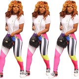 Hot Sell Color Patchwork Leisure Tight Pants For Women E8161