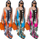 Sexy Printed Suspenders Backless V-Neck Loose Dress SMR9641