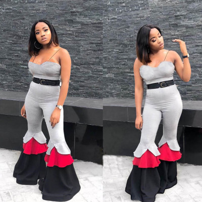 Lovely Spaghetti Strap Flared Jumpsuit For Lady AMM8058