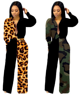Fashion Printed Patchwork Women Long Jumpsuit For Wholesale LMM8092