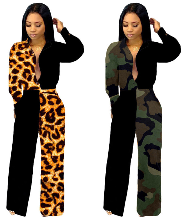 Fashion Printed Patchwork Women Long Jumpsuit For Wholesale LMM8092