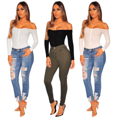 Hot Sale Ribber Strapless Bodycon Jumpsuits WMZ2379