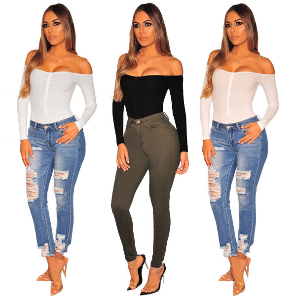 Hot Sale Ribber Strapless Bodycon Jumpsuits WMZ2379