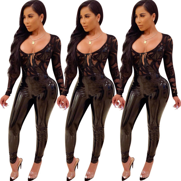 See Through Diamond Sleeveless Jumpsuits With Tassels ED8052