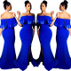 Party Women A Word Shoulder Overlay Maxi Dresses XZ2103