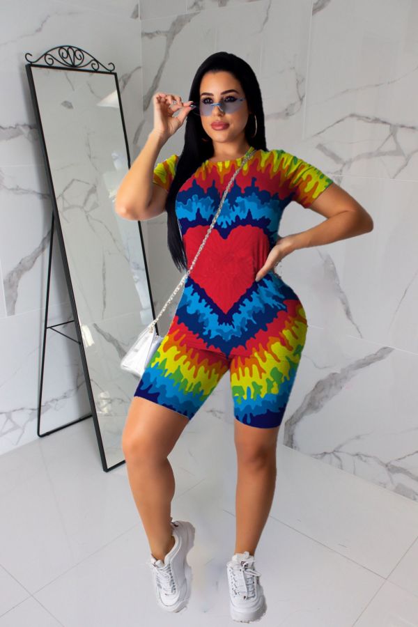 Fashion leisure fashion printing two-piece set FSL017