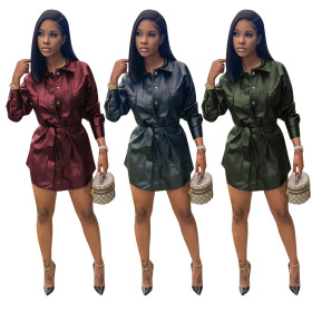 Womens stretch slim PU leather skirt TRS1075