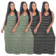 Loose Fitting Women Comfy Leisure Striped Long Dress SDD9118