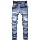 mens ripped jeans straight-leg slim-fit non-stretch denim trousers TX006