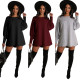 Factory Price Comfy Long Sleeved Pure Color Leisure Dress KA7068