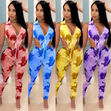 Classic digital printed zipper one-piece two-piece women XZ3653