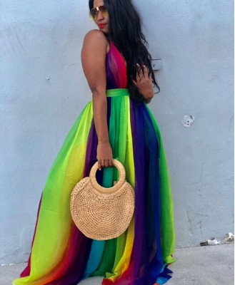 Deep V Neck Sexy Women Summer Dress DF0612