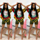 Personalized tie-dye positioning printing two piece set KSN5121
