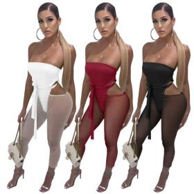 Sexy mesh stitching jumpsuit FM1048
