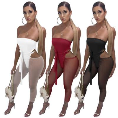 Sexy mesh stitching jumpsuit FM1048