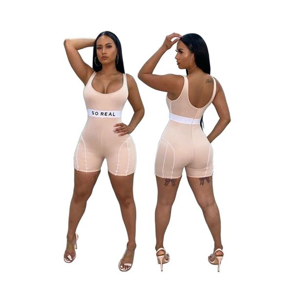 Slim-fit letter printed all-in-one pants YS337