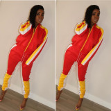 Fashion Color Block Polyester Women Track Suits C1020