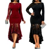Long sleeve perspective dress KM8059