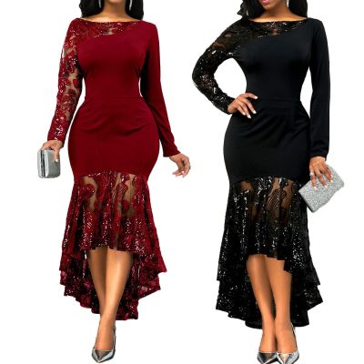 Long sleeve perspective dress KM8059