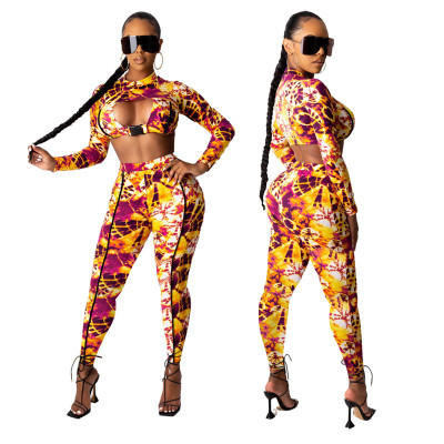 Long sleeve new hit color sports and leisure two-piece suit MY9713