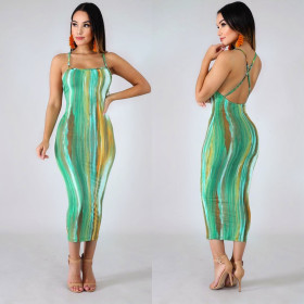 Sexy printed halter dress DM8053