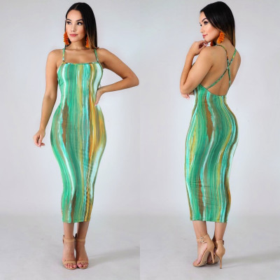 Sexy printed halter dress DM8053