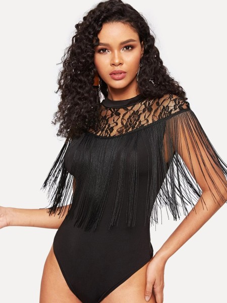 Summer lace see-through tassels women's T-shirt ZSC002
