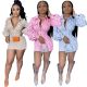 Sexy Temperament Zipper Shirt Collar Lantern Sleeves Mini Bodycon Dress LM8184