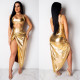 Shiny Sexy Irregular Club Split Bodycon Dress K8728