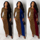 Wholesale Price Solid Color Patchwork Printed Ankle Length Dress YX9173