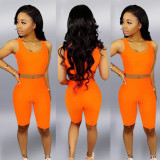 Women's Solid Color Tank Shorts Set MA6309
