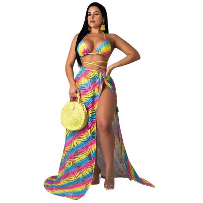Sexy Women Printing Chiffon 3 Pieces Swimsuits ORY5097