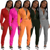Pure color three-dimensional pocket fashion casual two-piece suit ARM8233