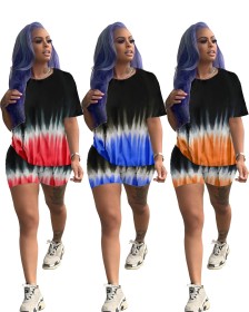 Digital positioning tie dye printing suit W841