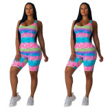 Wholesale Price Casual Sleeveless Tie Dye Short Jumpsuit S6167