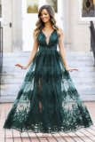 Strap sexy deep V mesh embroidered dress dress RM1176