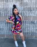 Leisure Wear Colorful Print T Shirt Dress YYZ921