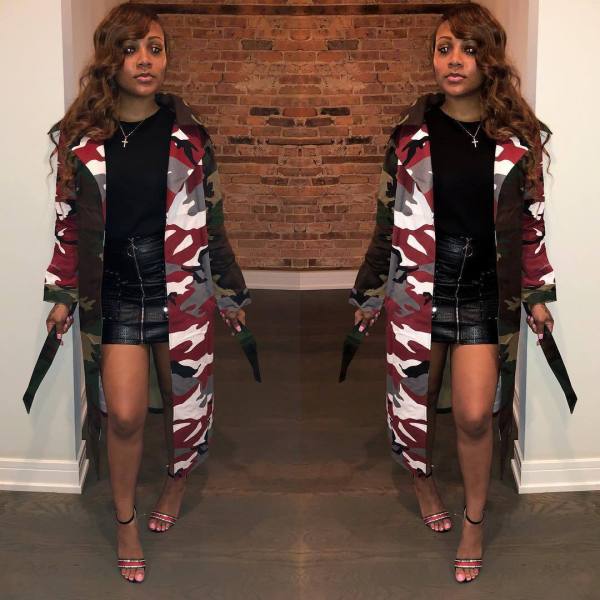 Leisure Fashion Women Long Camouflage Coat HM5181