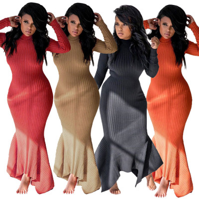 Women's Pit Stand Collar Long Dress LML067