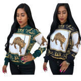 Plus Size Autumn Hooded Top Printing Long Sleeves Hoodies TRS865