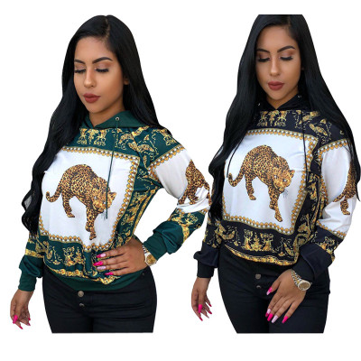 Plus Size Autumn Hooded Top Printing Long Sleeves Hoodies TRS865