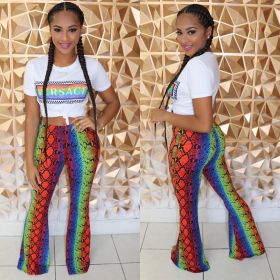 Street Style Female Outfits Short Sleeves T-Shirt Colorful Pants HH8883