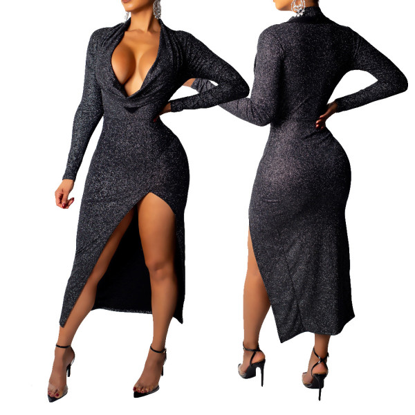 Sexy Split V Collar Bodycon Dress For Women BNN18054