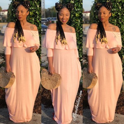Leisure Plain Color Loose Fitting Off Shoulder Maxi Dress DH058
